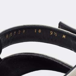 Pre Owned Salvatore Ferragamo Black/White Leather Ankle Strap Sandals Size 40