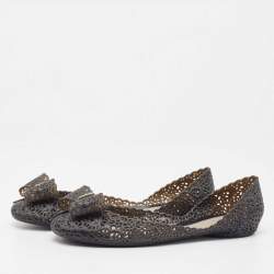 مملوكة مسبقًا Salvatore Ferragamo Black Jelly Nilly Ballet Flats Size 40.5