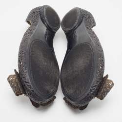 مملوكة مسبقًا Salvatore Ferragamo Black Jelly Nilly Ballet Flats Size 40.5