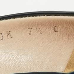 Pre Owned Salvatore Ferragamo Navy Blue Patent Leather Vara Bow Peep Toe Pumps Size 38