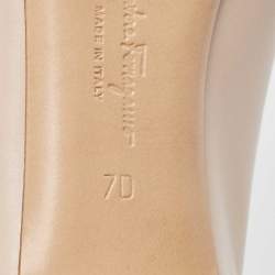 Pre Owned Salvatore Ferragamo Light Pink Leather Vara Bow Pumps Size 37.5