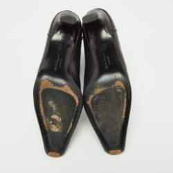 Pre Owned Salvatore Ferragamo Black Leather Gancini Lock Ankle Boots Size 38