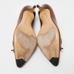 Pre Owned Salvatore Ferragamo Brown Leather Loafers Pumps Size 40 