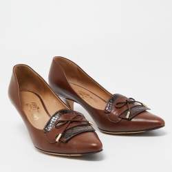 Pre Owned Salvatore Ferragamo Brown Leather Loafers Pumps Size 40 