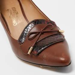 Pre Owned Salvatore Ferragamo Brown Leather Loafers Pumps Size 40 