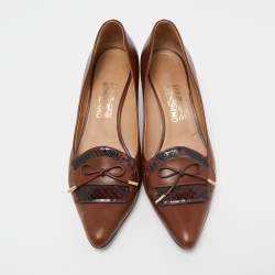 Pre Owned Salvatore Ferragamo Brown Leather Loafers Pumps Size 40 