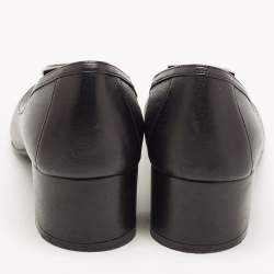 Pre Owned Salvatore Ferragamo Black Leather Gancini Buckle Pumps Size 37.5