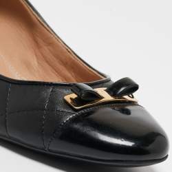 Pre Owned Salvatore Ferragamo Black Quilted Leather Bow Pumps Size 39