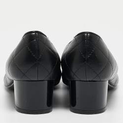 Pre Owned Salvatore Ferragamo Black Quilted Leather Bow Pumps Size 39