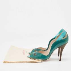 Pre Owned Salvatore Ferragamo Green Leather Pumps Size 39