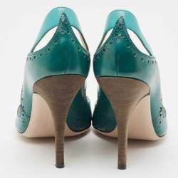 Pre Owned Salvatore Ferragamo Green Leather Pumps Size 39