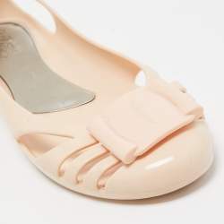 Pre Owned Salvatore Ferragamo Light Pink Rubber Bermuda Ballet Flats Size 37.5