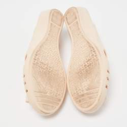 Pre Owned Salvatore Ferragamo Light Pink Rubber Bermuda Ballet Flats Size 37.5