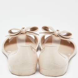 Pre Owned Salvatore Ferragamo Beige Rubber Bow D'orsay Flats Size 40.5