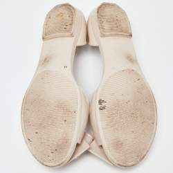 Pre Owned Salvatore Ferragamo Beige Rubber Bow D'orsay Flats Size 40.5