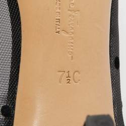 Pre Owned Salvatore Ferragamo Black Mesh and Canvas Vara Bow Pumps Size 38