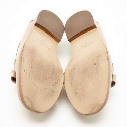 Pre Owned Salvatore Ferragamo Beige Leather Vivaldo Bow Loafers Size 39.5