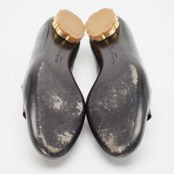 Pre Owned Salvatore Ferragamo Black Patent Leather Smoking Slippers Size 40.5