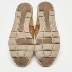 Salvatore Ferragamo Golden Perforated Leather Gils Sneakers Size 42