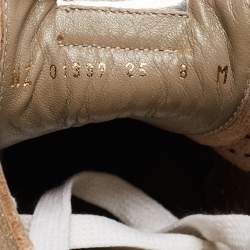 Salvatore Ferragamo Golden Perforated Leather Gils Sneakers Size 42