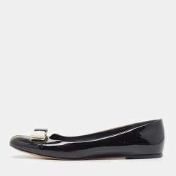 Vara Bow patent leather ballet flats in white - Ferragamo