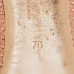 Pre Owned Salvatore Ferragamo Pink Studded Leather Varina Ballet Flats Size 37.5