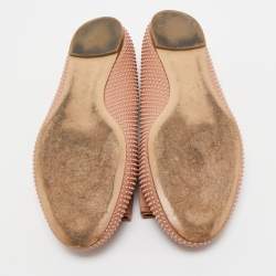 Pre Owned Salvatore Ferragamo Pink Studded Leather Varina Ballet Flats Size 37.5