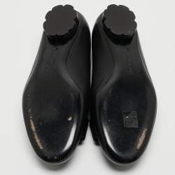 Pre Owned Salvatore Ferragamo Black Leather Ballet Flats Size 36.5
