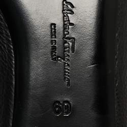 Pre Owned Salvatore Ferragamo Black Leather Ballet Flats Size 36.5