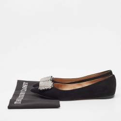 Pre Owned Salvatore Ferragamo Black Suede Suede Ballet Flats Size 38