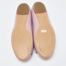 Pre Owned Salvatore Ferrgamo Pink Laser Cut Leather Vara Bow Ballet Flat Size 40