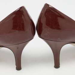 Salvatore Ferragamo Burgundy Patent Vara Bow Pumps Size 36.5