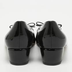 Pre Owned Salvatore Ferragamo Black Patent Leather Vara Bow Pumps Size 39