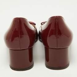 Pre Owned Salvatore Ferragamo Burgundy Patent Leather Ninna Pumps Size 38.5