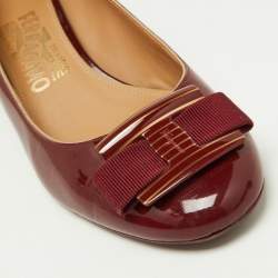 Pre Owned Salvatore Ferragamo Burgundy Patent Leather Ninna Pumps Size 38.5