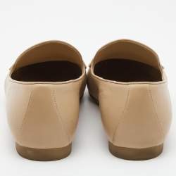 Pre Owned Salvatore Ferragamo Beige Leather Trifoglio Smoking Slippers Size 40.5