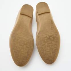 Pre Owned Salvatore Ferragamo Beige Leather Trifoglio Smoking Slippers Size 40.5