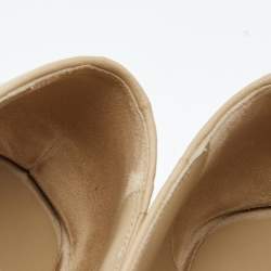 Pre Owned Salvatore Ferragamo Beige Leather Trifoglio Smoking Slippers Size 40.5