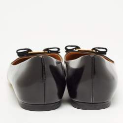 Pre Owned Salvatore Ferragamo Black Leather Varina Ballet Flats Size 38.5