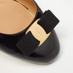 Pre Owned Salvatore Ferragamo Black Leather Varina Ballet Flats Size 38.5