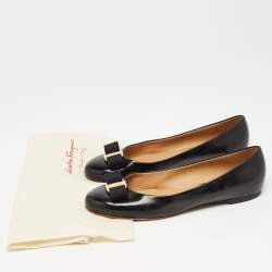 Pre Owned Salvatore Ferragamo Black Leather Varina Ballet Flats Size 38.5