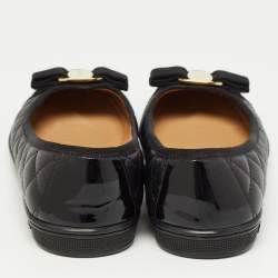 Pre Owned Salvatore Ferragamo Black Quilted Leather Rufina Flats Size 37