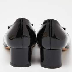 Pre Owned Salvatore Ferragamo Black Patent Leather Posi  Ballet Flats Size 38