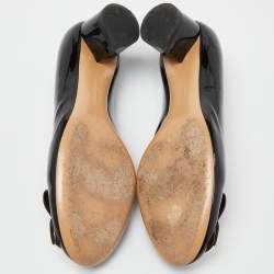 Pre Owned Salvatore Ferragamo Black Patent Leather Posi  Ballet Flats Size 38