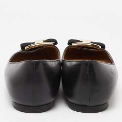 Pre Owned Salvatore Ferragamo Black Leather Ninna Ballet Flats Size 39