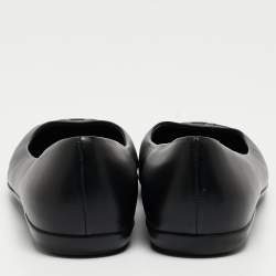 مملوكة مسبقًا Salvatore Ferragamo Black Leather Square Toe Ballet Flats Size 39.5