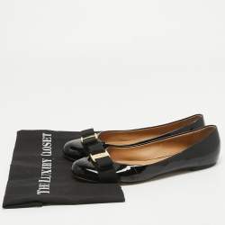 Pre Owned Salvatore Ferragamo Black Patent Leather Varina Ballet Flats Size 38