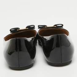 Pre Owned Salvatore Ferragamo Black Patent Leather Varina Ballet Flats Size 38