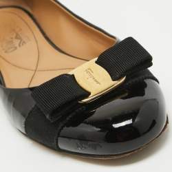 Pre Owned Salvatore Ferragamo Black Patent Leather Varina Ballet Flats Size 38