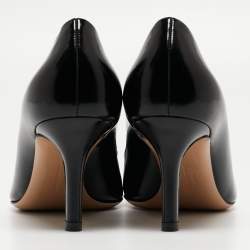 Pre Owned Salvatore Ferragamo Black Leather Vara Bow Pumps Size 38